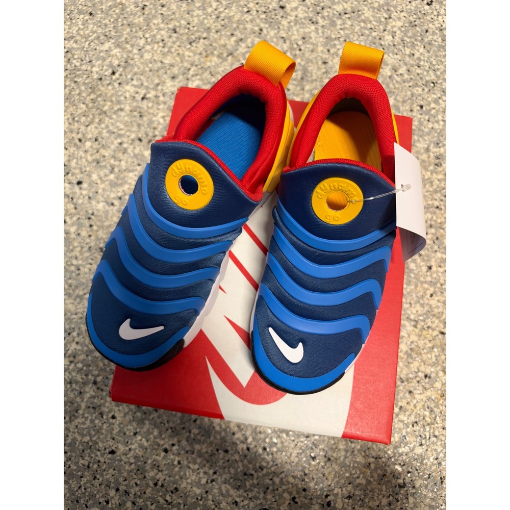 New Nike Dynamo Go FlyEase Mystic Navy White Kids Slip On Sneakers 2.5Y
